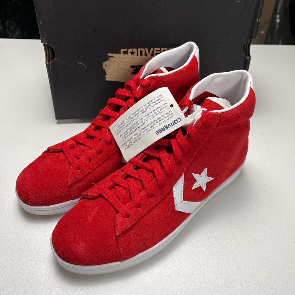 Converse Pro Leather Mid Sneakers Unisex Size M9/W10.5 Red White Leather 135708C